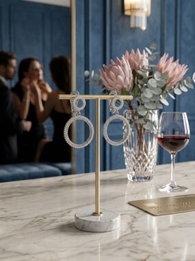 Boutique 9 Silver Crystal Loop Drop Earrings